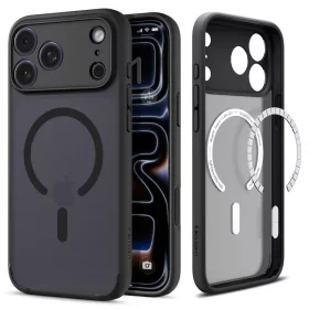   Spigen Ultra Hybrid Mag MagSafe tok Apple iPhone 17 Pro Max készülékhez – Átlátszó/matt fekete