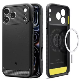   Spigen Rugged Armor Mag MagSafe tok Apple iPhone 17 Pro készülékhez – Matt fekete