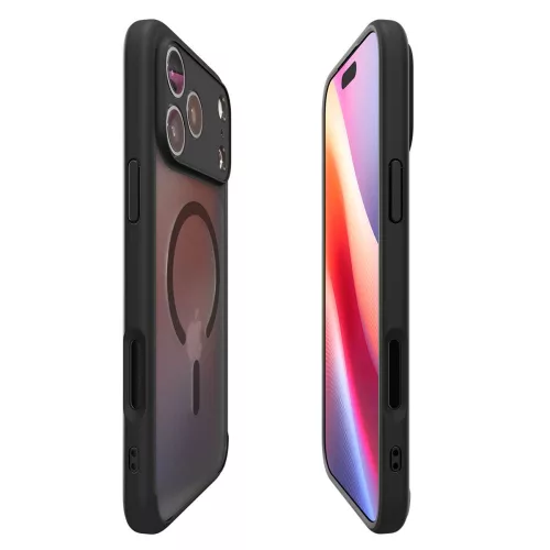 Spigen Ultra Hybrid Mag MagSafe tok Apple iPhone 17 Pro készülékhez – Átlátszó/matt fekete