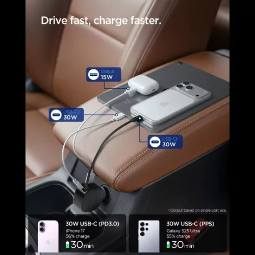 Spigen EV603BT ESSENTAIL 60W autós töltő