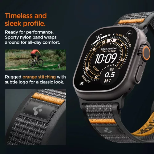 Spigen Athlex Air 2 Apple Watch 8/9/10/11/SE/Ultra (44/45/46/49 mm) szíj - aktív szürke