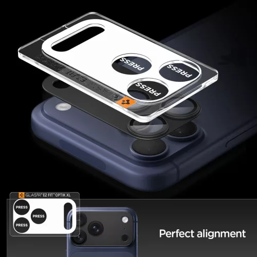 Spigen Optik Pro XL Glas.tR EZ Fit kameravédő Apple iPhone 17 Pro készülékhez – Fekete