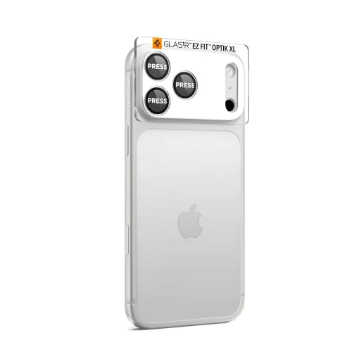 Spigen Optik Pro XL Glas.tR EZ Fit kameravédő Apple iPhone 17 Pro készülékhez – Ezüst