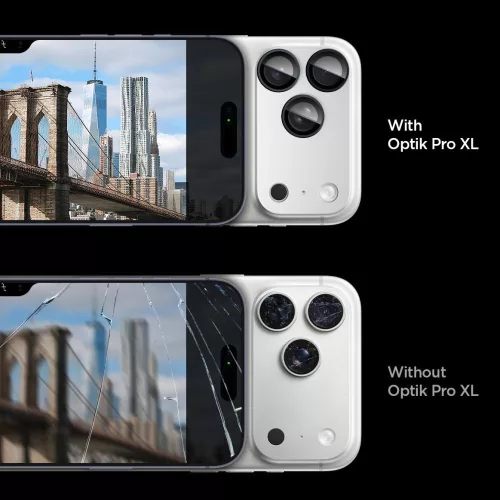 Spigen Optik Pro XL Glas.tR EZ Fit kameravédő Apple iPhone 17 Pro készülékhez – Ezüst