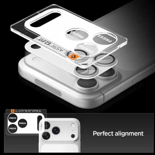 Spigen Optik Pro XL Glas.tR EZ Fit kameravédő Apple iPhone 17 Pro Max készülékhez – Ezüst
