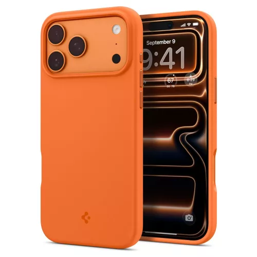Spigen Silicone Fit Mag MagSafe tok Apple iPhone 17 Pro Max készülékhez – Kozmikus narancssárga