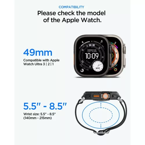 Spigen Lite Fit Pro + Tempered Glass Apple Watch Ultra 1/2/3 (49 mm) csomag - matt fekete