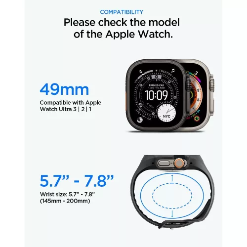 Spigen Liquid Air Pro + Tempered Glass Apple Watch Ultra 1/2/3 (49 mm) csomag - fekete