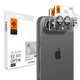   Spigen Optik Pro EZ Fit kameravédő üveg (2 db) – Apple iPhone Duo, fekete