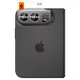   Spigen Optik Pro EZ Fit kameravédő üveg (2 db) – Apple iPhone Duo, fekete
