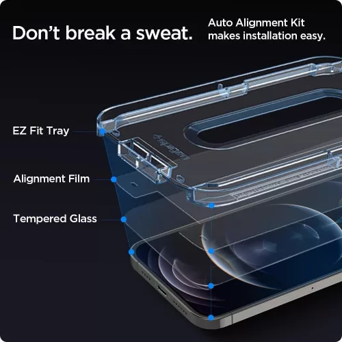 Spigen Glas.tR EZ Fit üvegfólia, Apple iPhone 12 / 12 Pro (2 db) - átlátszó