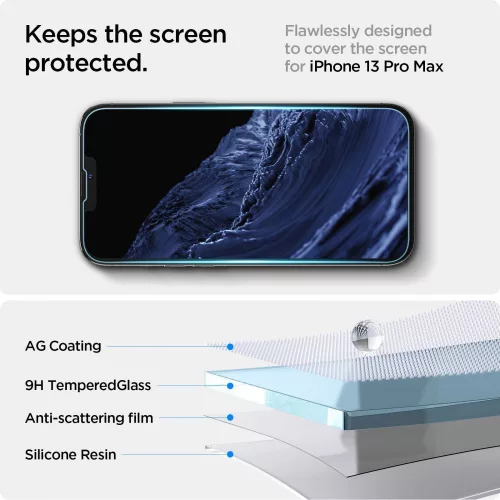 Spigen Glas.tR EZ Fit üvegfólia, Apple iPhone 13 / 13 Pro / 14 / 16e / 17e - átlátszó