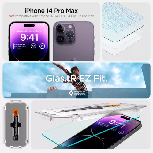Spigen Glas.tR EZ Fit Apple iPhone 14 Pro készülékhez – Átlátszó