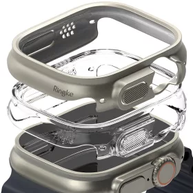   Ringke Slim Apple Watch Ultra 49mm kemény tok - 2db - átlátszó/titánszürke