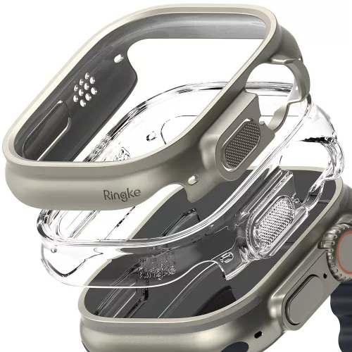 Ringke Slim Apple Watch Ultra 49mm kemény tok - 2db - átlátszó/titánszürke