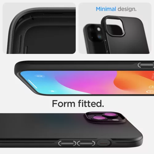 Spigen Thin Fit tok Apple iPhone 15 Plus készülékhez – Fekete