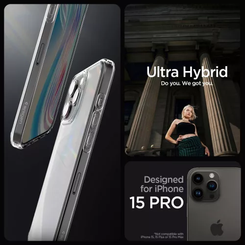 Spigen Ultra Hybrid tok Apple iPhone 15 Pro készülékhez – Átlátszó