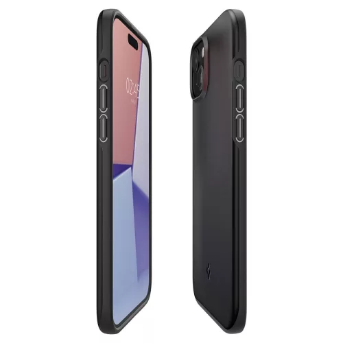 Spigen Thin Fit tok Apple iPhone 15 készülékhez – Fekete