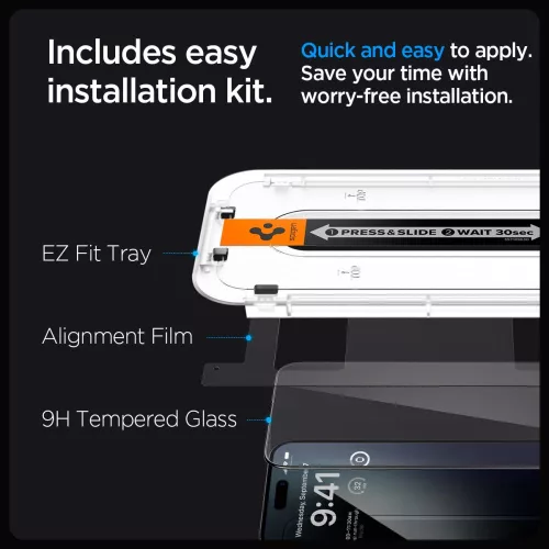 Spigen Glas.tR EZ Fit Full Cover Apple iPhone 15 Pro Max készülékhez – Fekete