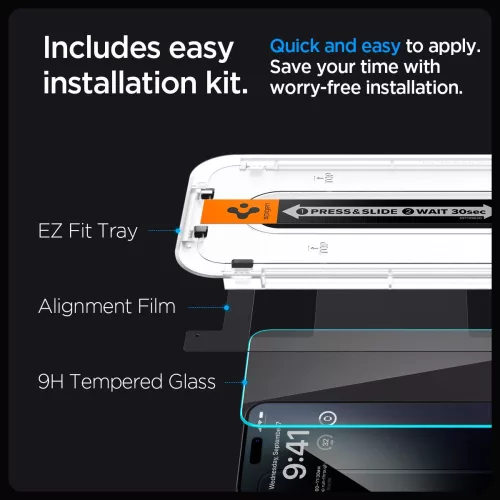 Spigen Glas.tR EZ Fit Apple iPhone 15 Pro készülékhez – Átlátszó