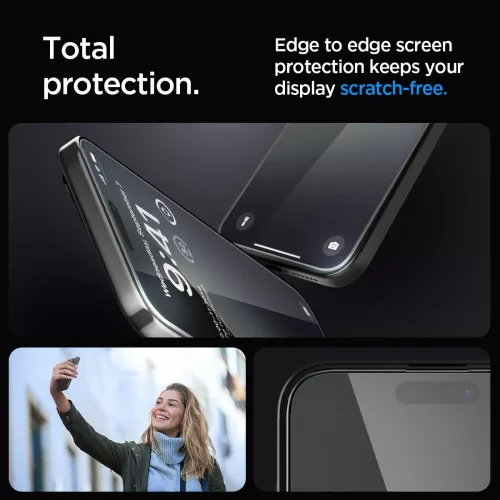 Spigen Glas.tR EZ Fit Full Cover Apple iPhone 15 Pro készülékhez – Fekete
