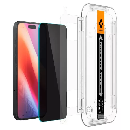 Spigen Glas.tR EZ Fit Privacy Apple iPhone 15 készülékhez – Betekintésvédő
