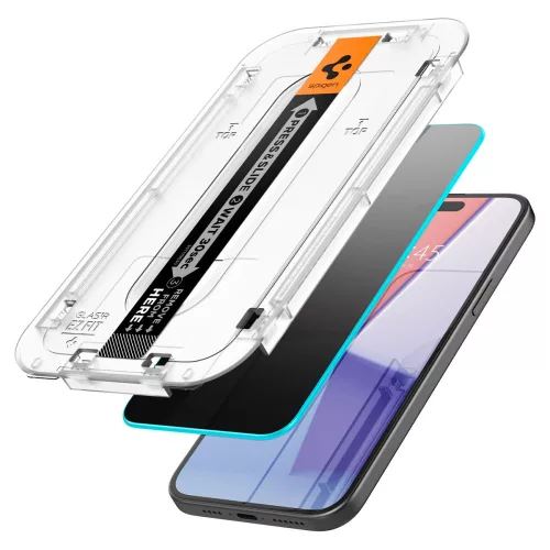 Spigen Glas.tR EZ Fit Privacy Apple iPhone 15 Plus készülékhez – Betekintésvédő