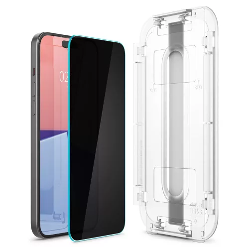 Spigen Glas.tR EZ Fit Privacy Apple iPhone 15 Plus készülékhez – Betekintésvédő