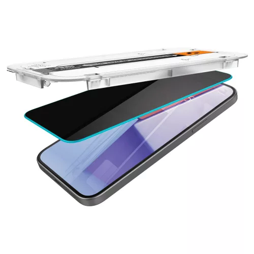 Spigen Glas.tR EZ Fit Privacy Apple iPhone 15 Plus készülékhez – Betekintésvédő