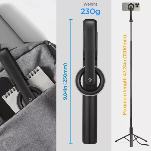 Spigen s580w mágneses bluetooth önjelfis bot hosszú tripod fekete