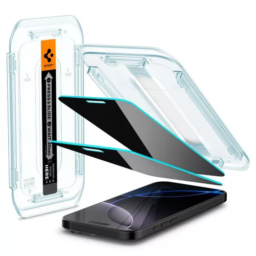 Spigen Glas.tR EZ Fit AC Privacy üvegfólia (2-pack) Apple iPhone 16 Pro Max készülékhez – Átlátszó