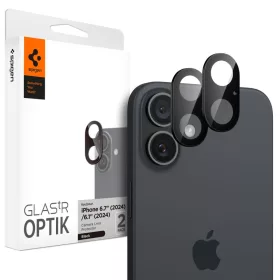   Spigen Optik Glas.tR kameravédő (2-pack) Apple iPhone 16 készülékhez – Fekete