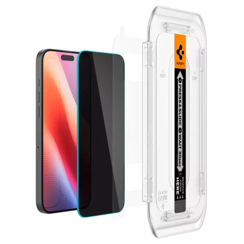 Spigen Glas.tR EZ Fit AC Privacy üvegfólia (2-pack) Apple iPhone 16 Pro készülékhez – Átlátszó