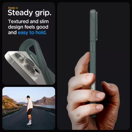 Spigen Liquid Air tok Apple iPhone 16 Pro Max készülékhez – Mélyzöld