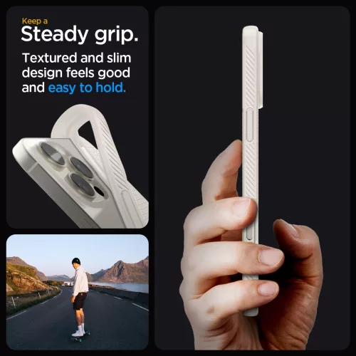 Spigen Liquid Air tok Apple iPhone 16 Pro Max készülékhez – Természetes titán