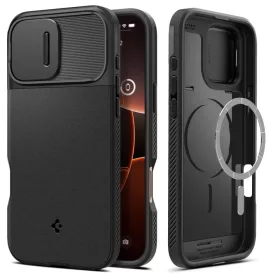   Spigen Optik Armor Mag MagSafe tok Apple iPhone 16 Pro Max készülékhez – Fekete