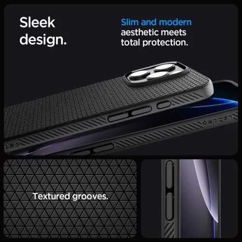 Spigen Liquid Air tok Apple iPhone 16 Pro készülékhez – Matt fekete