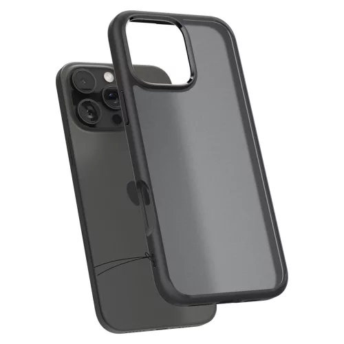 Spigen Ultra Hybrid tok Apple iPhone 16 Pro készülékhez – Matt fekete/átlátszó