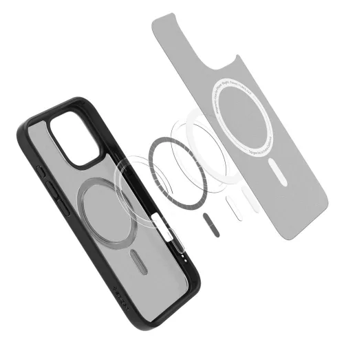 Spigen Ultra Hybrid Mag MagSafe tok Apple iPhone 16 Pro készülékhez – Matt fekete/átlátszó