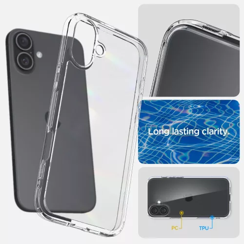 Spigen Ultra Hybrid tok Apple iPhone 16 készülékhez – Átlátszó