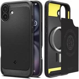   Spigen Rugged Armor Mag MagSafe tok Apple iPhone 16 készülékhez – Matt fekete