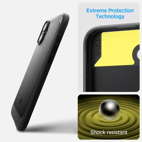 Spigen Rugged Armor Mag MagSafe tok Apple iPhone 16 készülékhez – Matt fekete