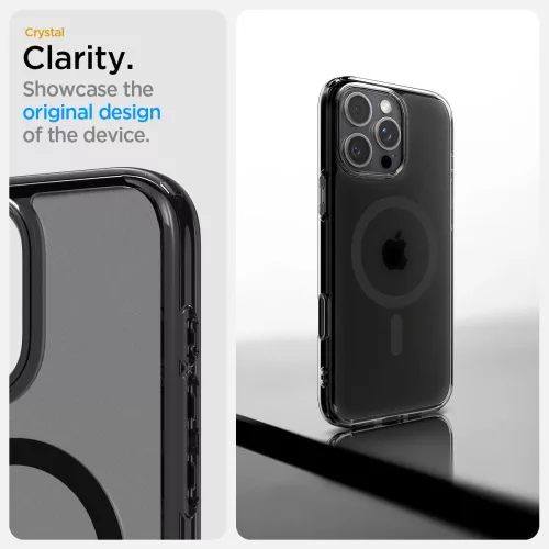 Spigen Ultra Hybrid 'T' Mag MagSafe tok Apple iPhone 16 Pro készülékhez – Matt fekete/átlátszó