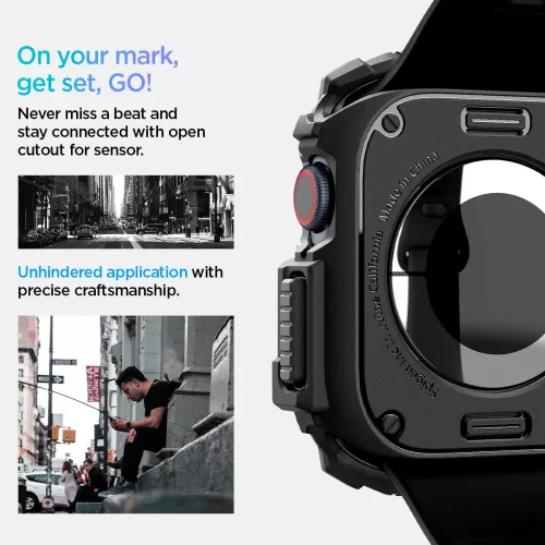 Spigen Rugged Armor Apple Watch 10/11 (46 mm) tok - matt fekete