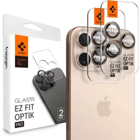   Spigen Optik Pro Glas.tR EZ Fit kameravédő (2-pack) Apple iPhone 16 Pro készülékhez – Átlátszó