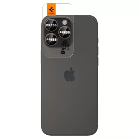   Spigen Optik Pro Glas.tR EZ Fit kameravédő (2-pack) Apple iPhone 16 Pro készülékhez – Átlátszó