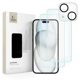   Tech-Protect Supreme edzett üveg képernyővédő szett 3 darab iPhone 15 átlátszó
