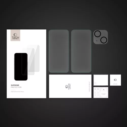 Tech-Protect Supreme edzett üveg képernyővédő szett 3 darab iPhone 15 átlátszó