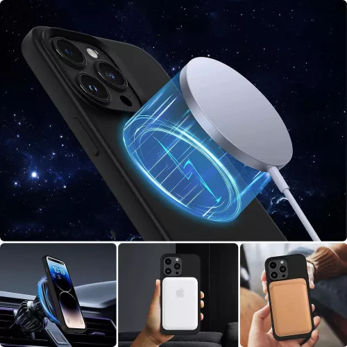 Tech-Protect Silicone MagSafe tok, Apple iPhone 13/14 fekete