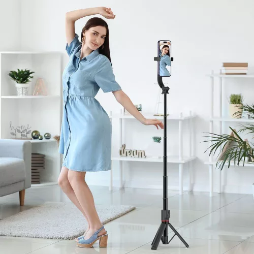 Tech-Protect L04S MagSafe Bluetooth Selfie Stick Tripod fekete